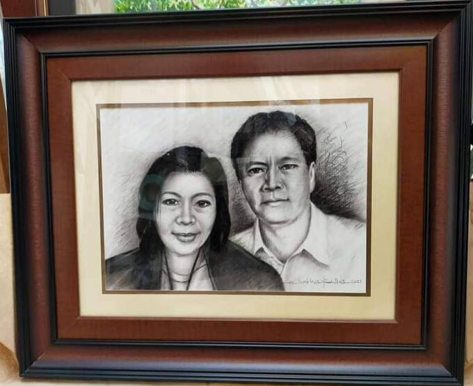 One of the artist product in charlcoal painting